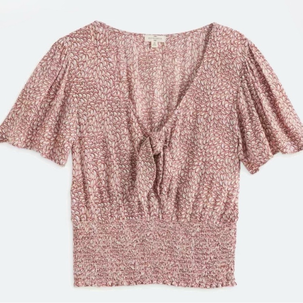 Chic Pink Patterned Women's Blouse